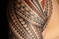 Red Black Polynesian Tattoos On Right Shoulder inside dimensions 1066 X 1486