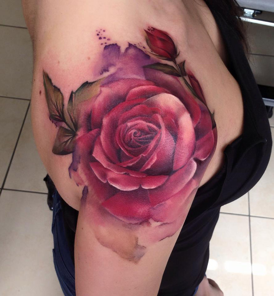 Red Rose Shoulder Tattoo Best Tattoo Design Ideas inside proportions 880 X 951