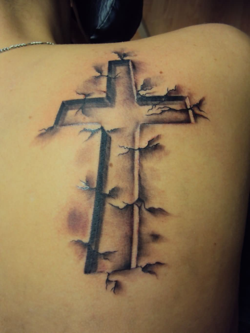 Right Back Shoulder Cross Tattoo with regard to measurements 1024 X 1365