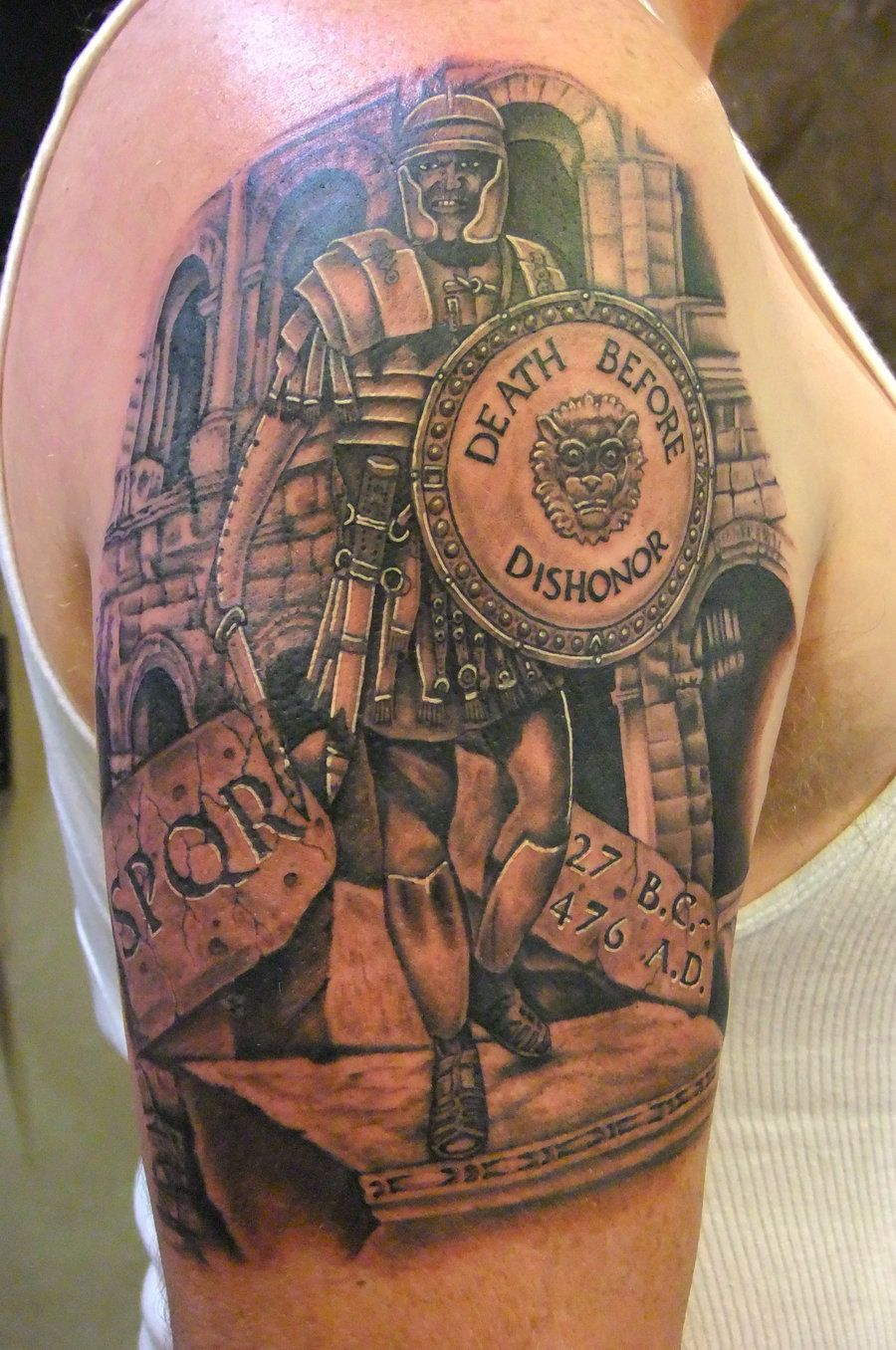 Roman Soldier Tattoo Not Keen On The Soldier But Like The Cracked in sizing 900 X 1356