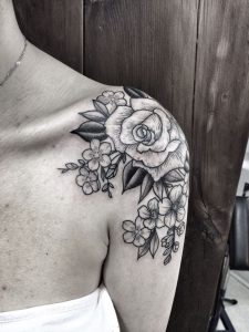 Rose And Blossom Woodcut Tattoo Jennifer Lawes Body Artwork inside size 852 X 1136