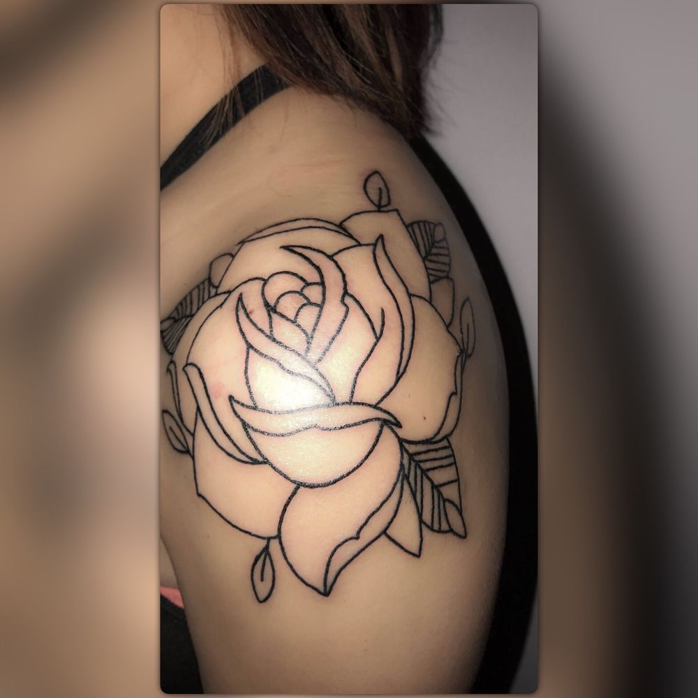 Rose Outline On Shoulder Cap Tattooed Eric Yelp intended for dimensions 1000 X 1000