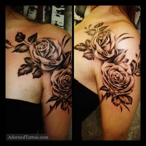 Rose Shoulder Tattoos For Women Black And Grey Roses Shoulder pertaining to measurements 600 X 600