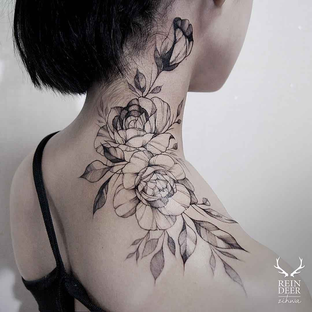 Rose Tattoo On Neck Best Tattoo Ideas Gallery pertaining to measurements 1080 X 1080