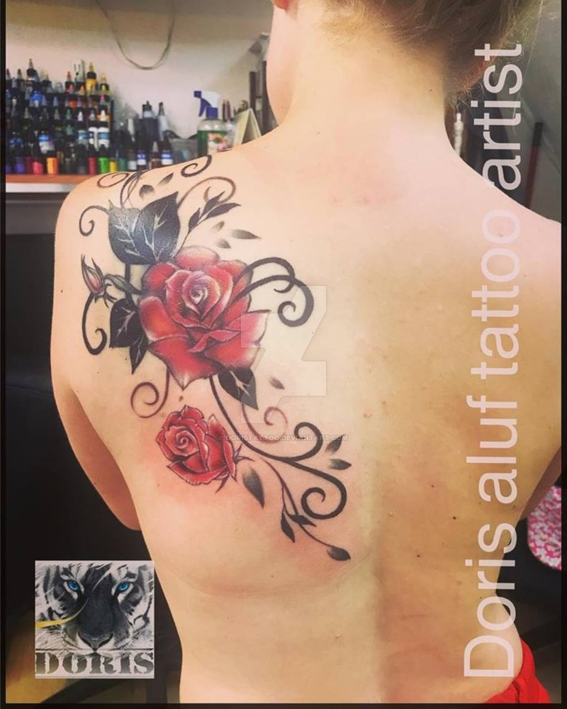 Roses Tribal Back Shoulder Chest Tattoo Cover Doristattoo On inside measurements 800 X 1000