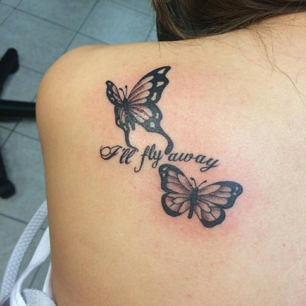 Shoulder Blade Tattoo Of Two Butterflies Together With with regard to proportions 1000 X 1000