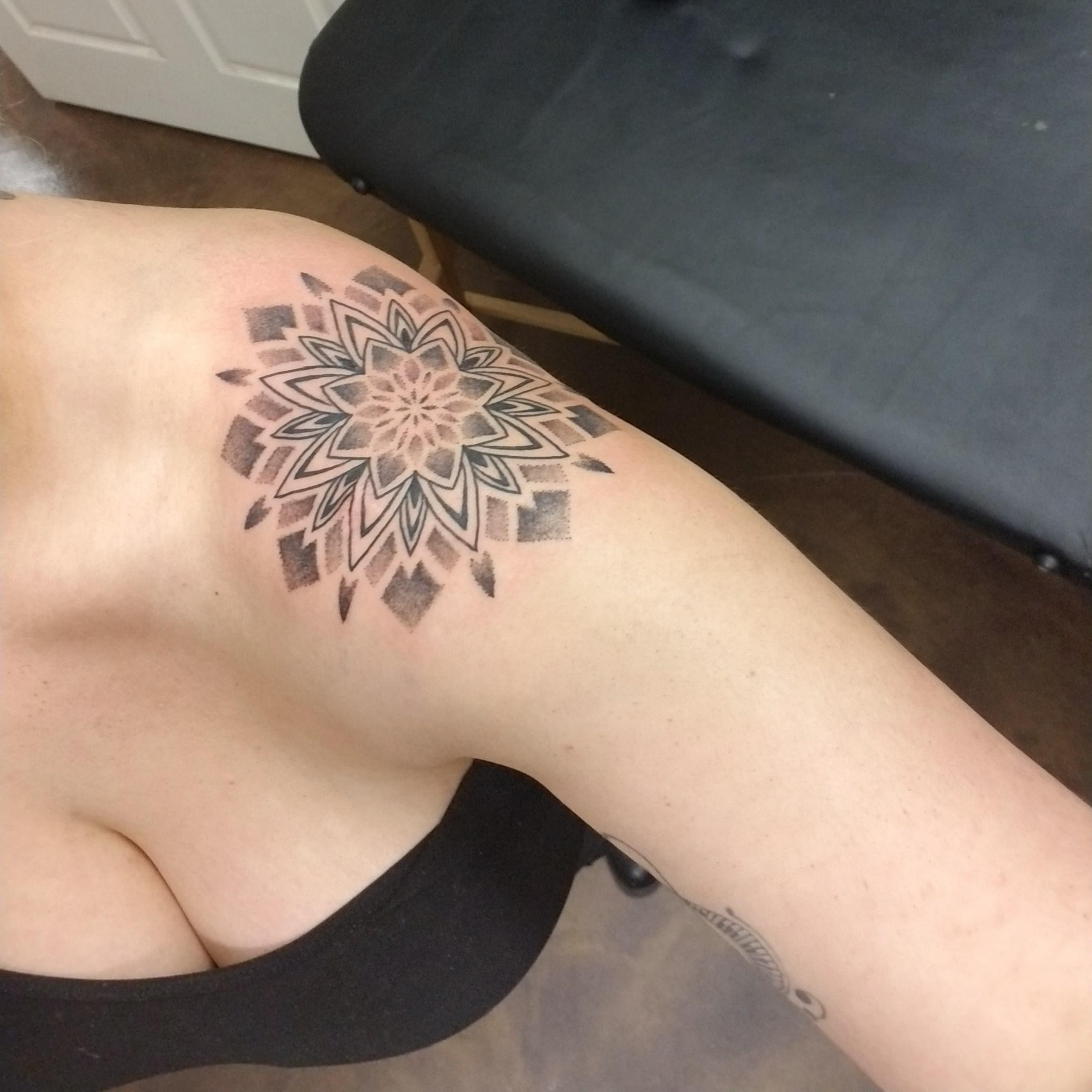 Shoulder Mandala Piece Ian At Pure Ink Ledgewood Nj Tattoos with regard to proportions 2448 X 2448