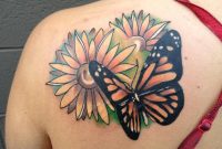Shoulder Tattoos For Women Butterfly And Flowers Shoulder Tattoos inside proportions 1067 X 800