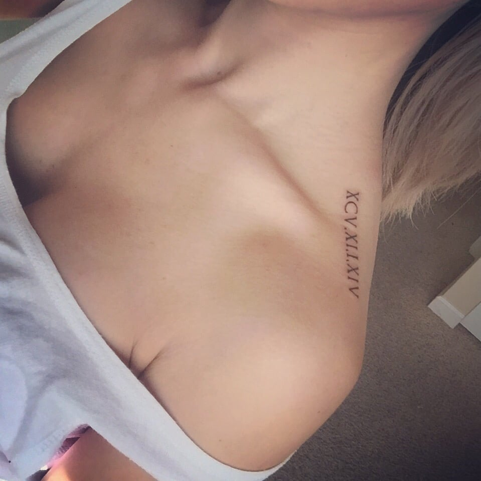 Simple Roman Numerals On Shoulder Blade Was Done Within 20 Minutes for size 959 X 959