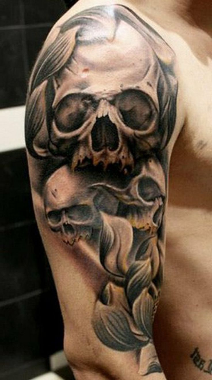 Skull Tattoo Shoulder Flowers Tattoos Skull Sleeve Tattoos in dimensions 73...