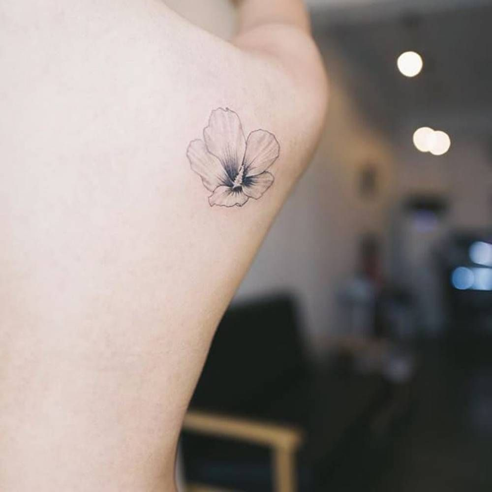 Small Hibiscus Flower On The Right Shoulder Blade Tattoo Artist for dimensions 1000 X 1000