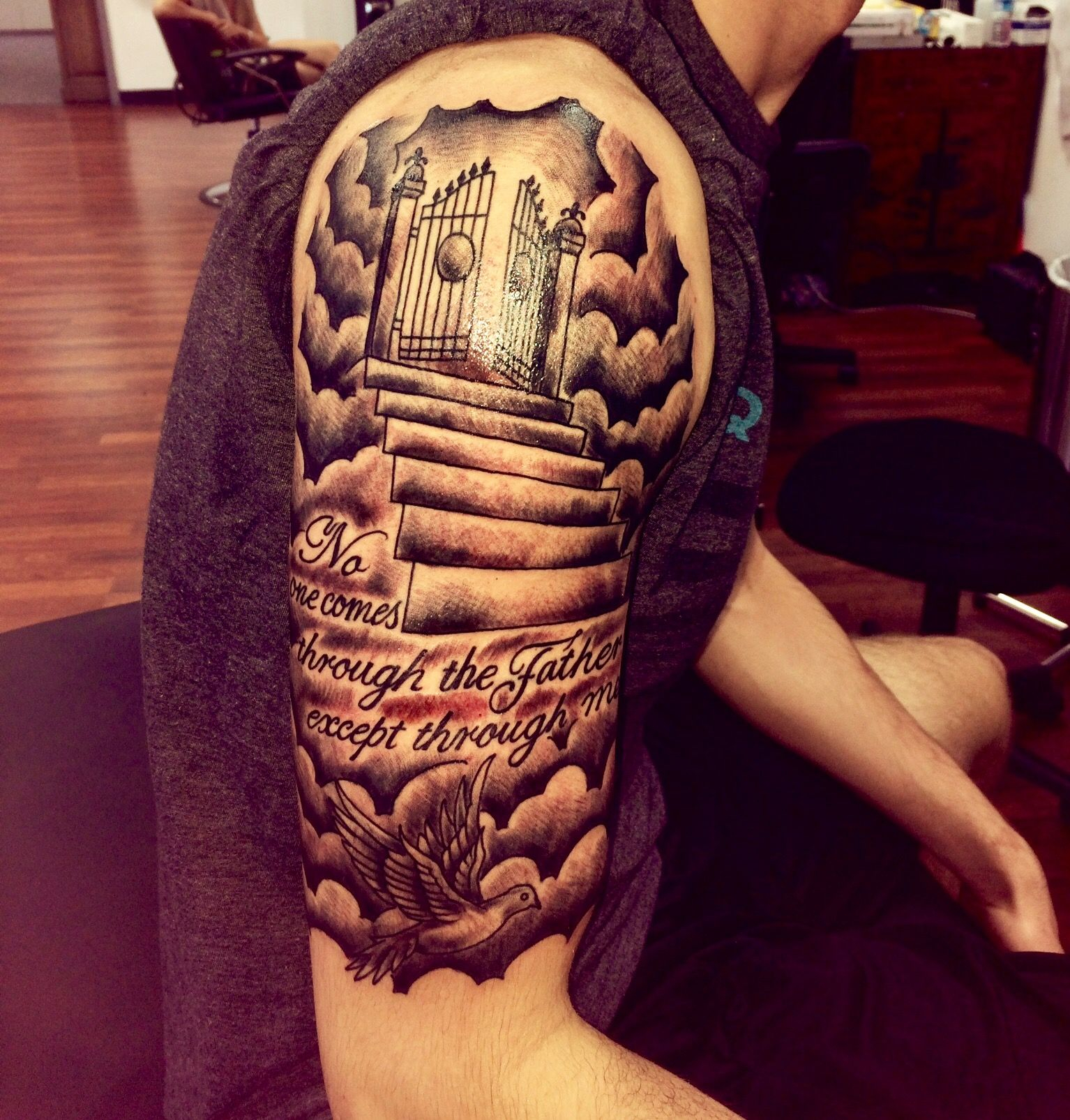 Stairway To Heaven Tattoo Half Sleeve Tattoos For Guys Heaven with sizing.....