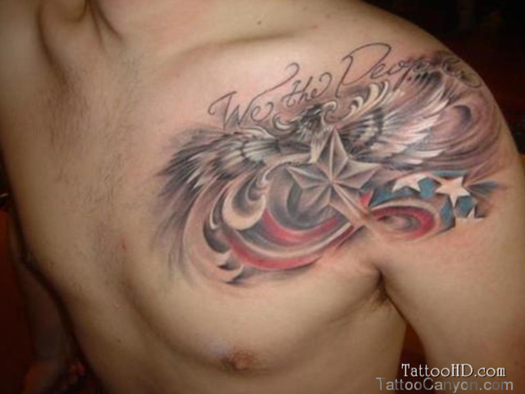 Star And Patriotic Tattoos On Shoulder For Guys Tattoo Ideas regarding dimensions 1024 X 768