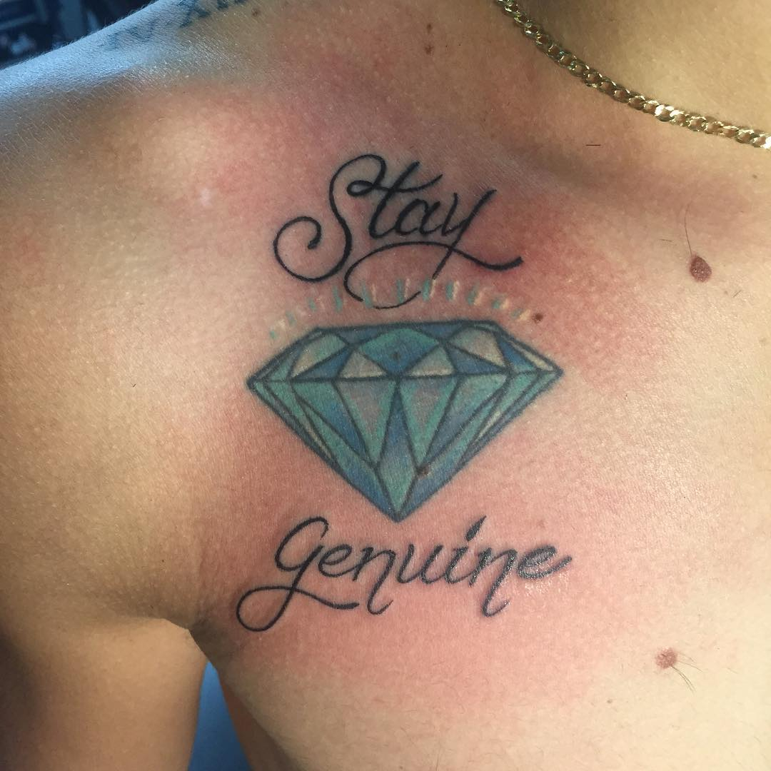 Stay Genuine Diamond Tattoo On Front Shoulder For Men intended for sizing 1080 X 1080