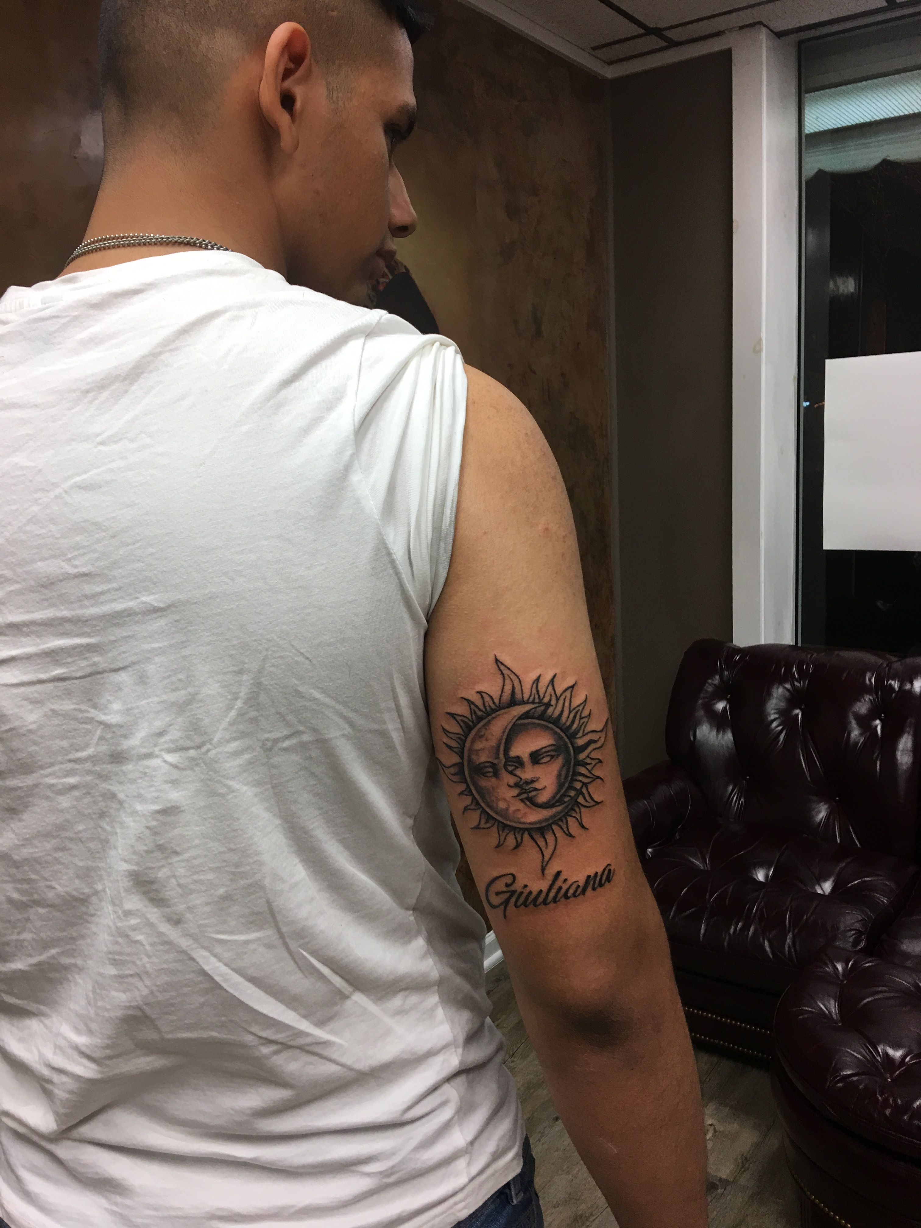 Sun And Moon Tricep Tattoo Idea Contact Owner Kelvin Mcclendon On Ig in proportions 3024 X 4032
