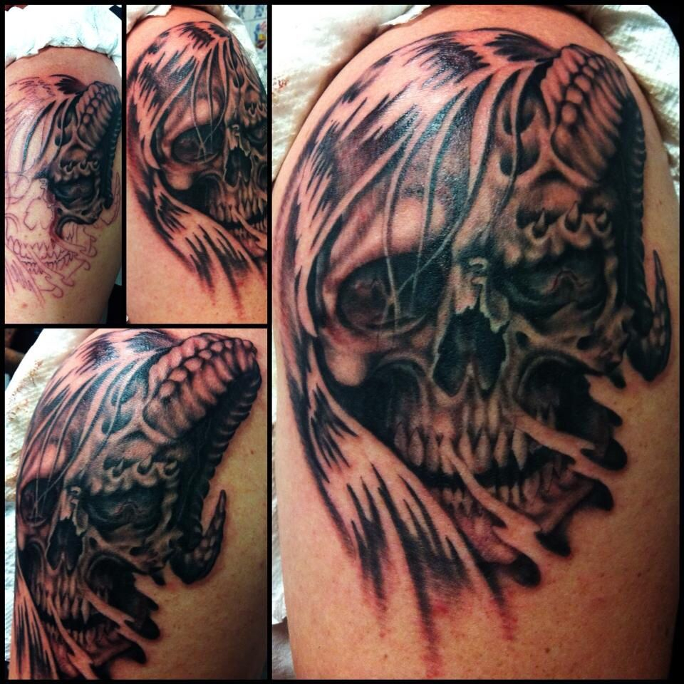 Tattoo Jojo Miller Dynamic Ink Eternal Ink Skull Demon Angel pertaining to measurements 960 X 960