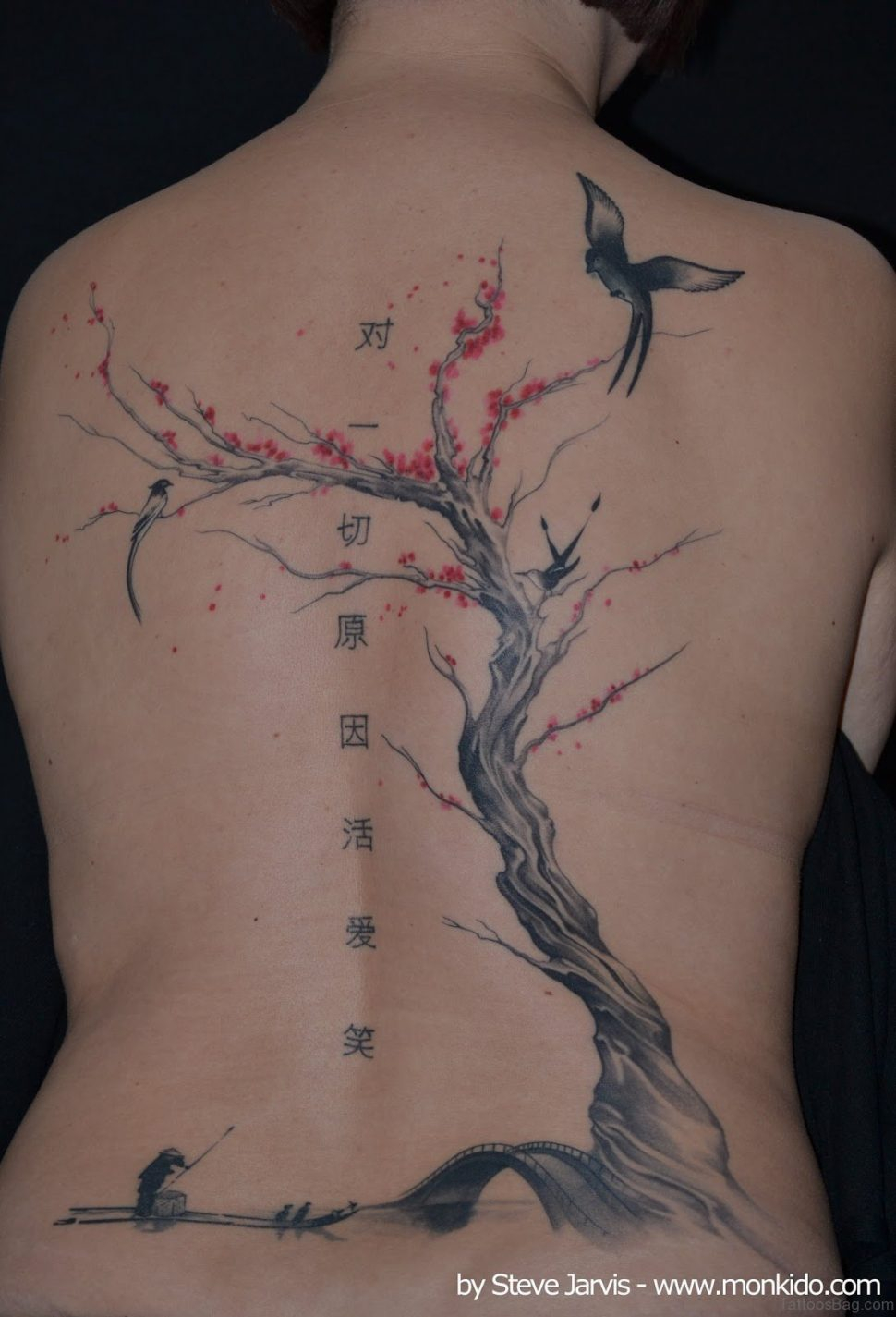 Tattoos Cherry Blossom Tree Tattoo Adorable Black And White On with regard to proportions 970 X 1425
