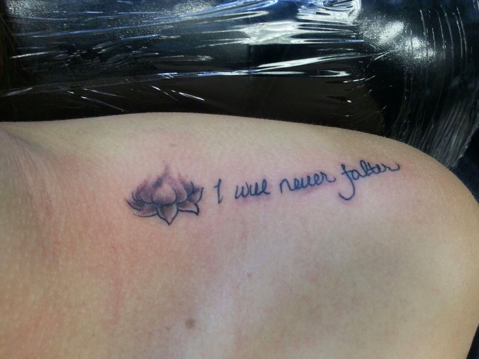 This Is Perfect Small Lotus With Script Tattoo I Will Never Falter intended for dimensions 1600 X 1200