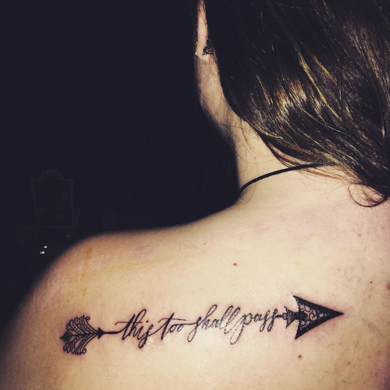 This Too Shall Pass Arrow Tattoo Calligraphy Girly Tattoos Small regarding size 1334 X 1334