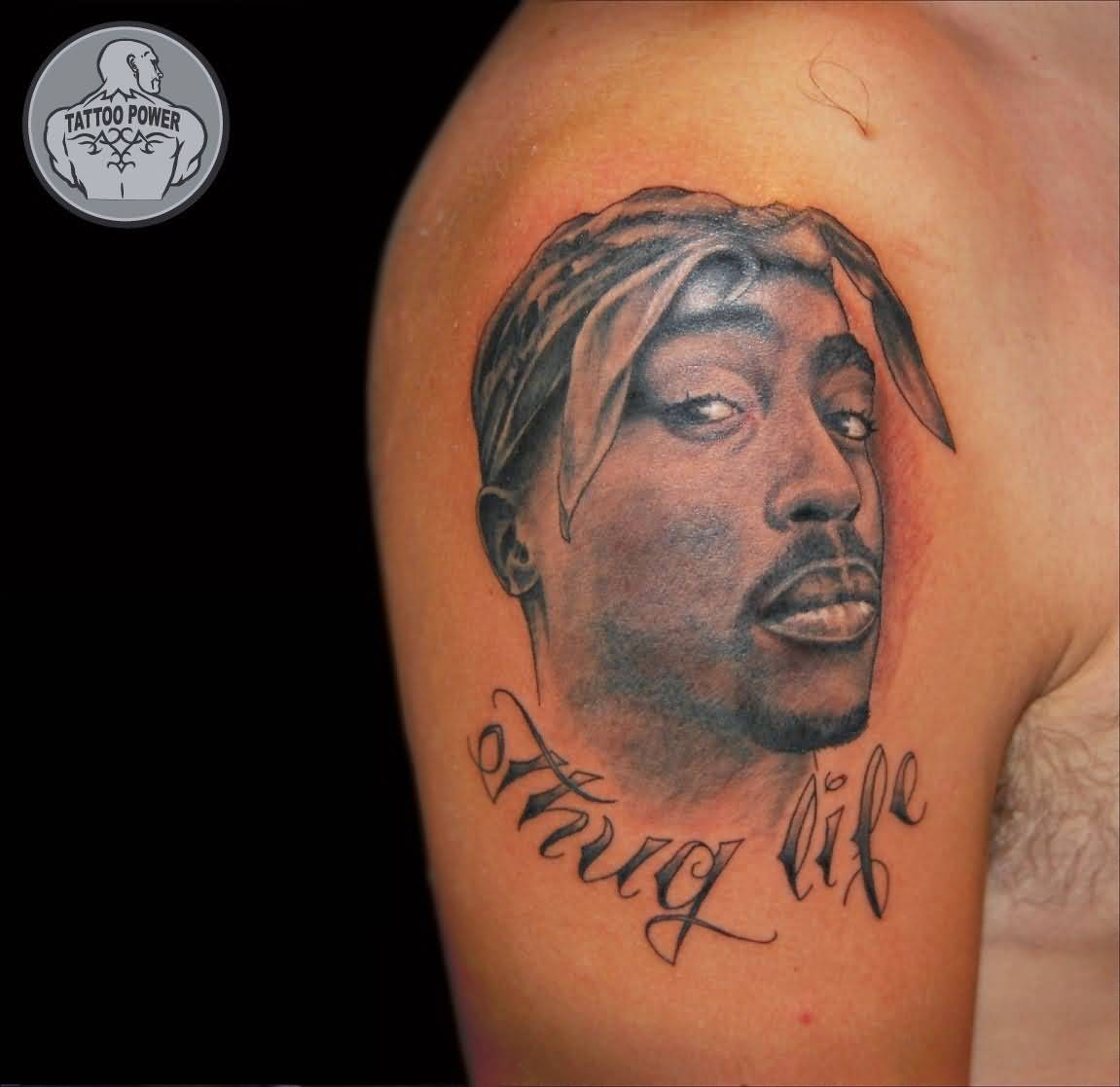 Thug Life Men Portrait Face Tattoo On Shoulder Golfian regarding sizing 1151 X 1117