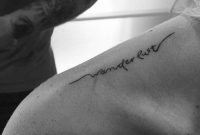 Top Of The Shoulder Tattoo Saying Wanderlust On regarding proportions 1000 X 1000