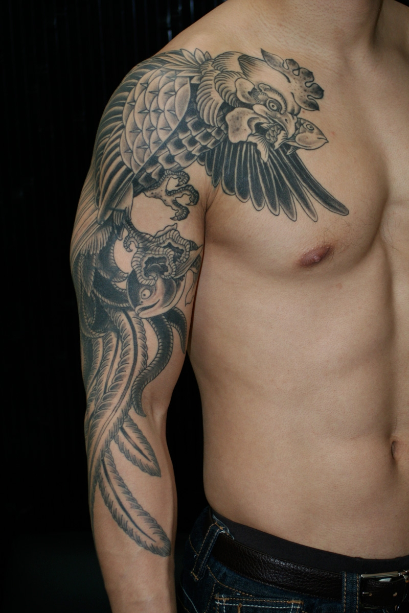 Traditional Eagle Tattoo On Shoulder To Full Sleeve with sizing 800 X 1200