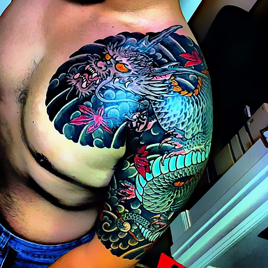 Traditional Japanese Dragon Tatoo On Shoulder Tattoo Designs with regard to dimensions 900 X 900
