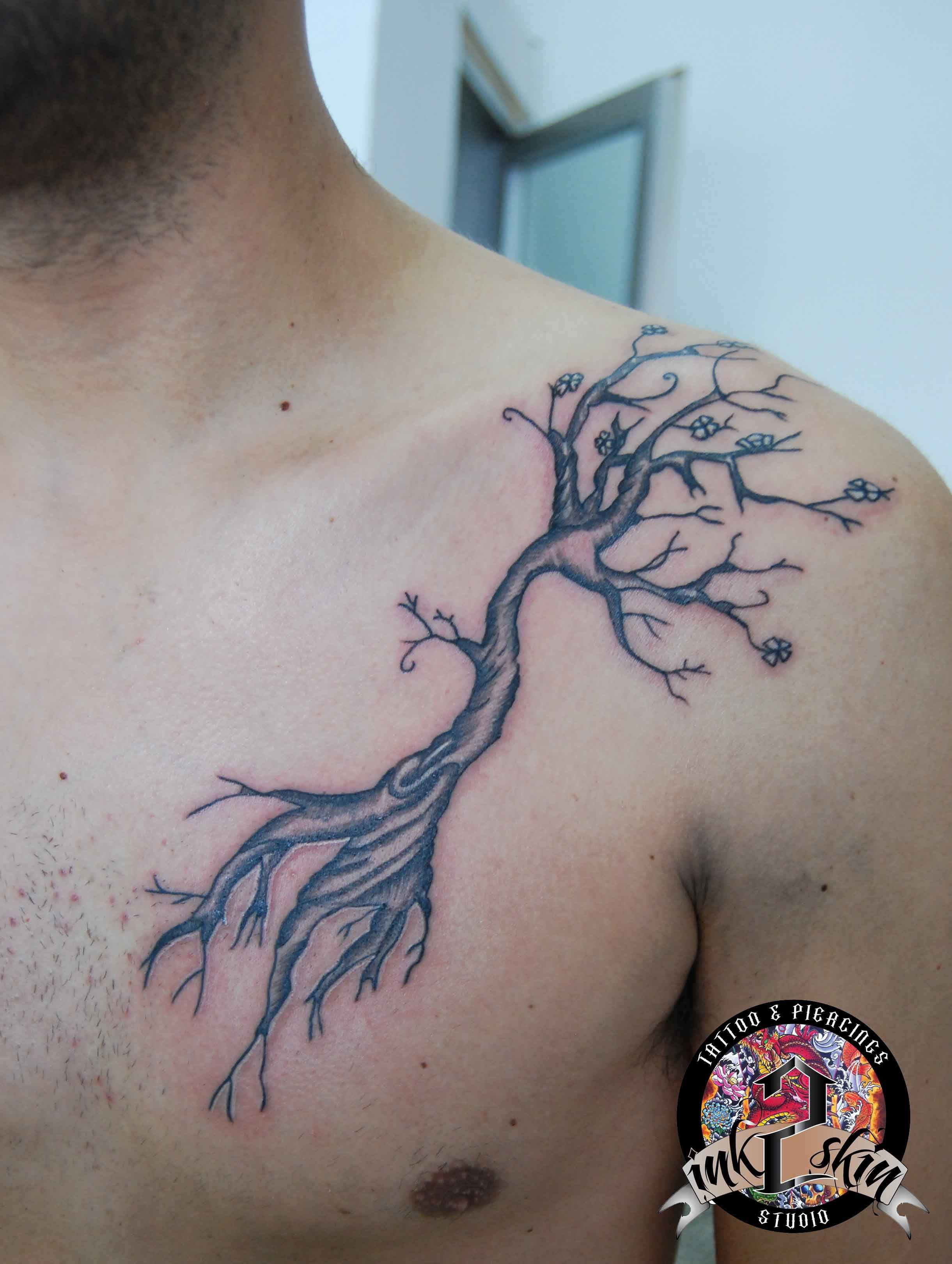 Tree Tattoo Chest And Shoulder Tatoos Tattoos Shoulder Tattoo intended for dimensions 2441 X 3240