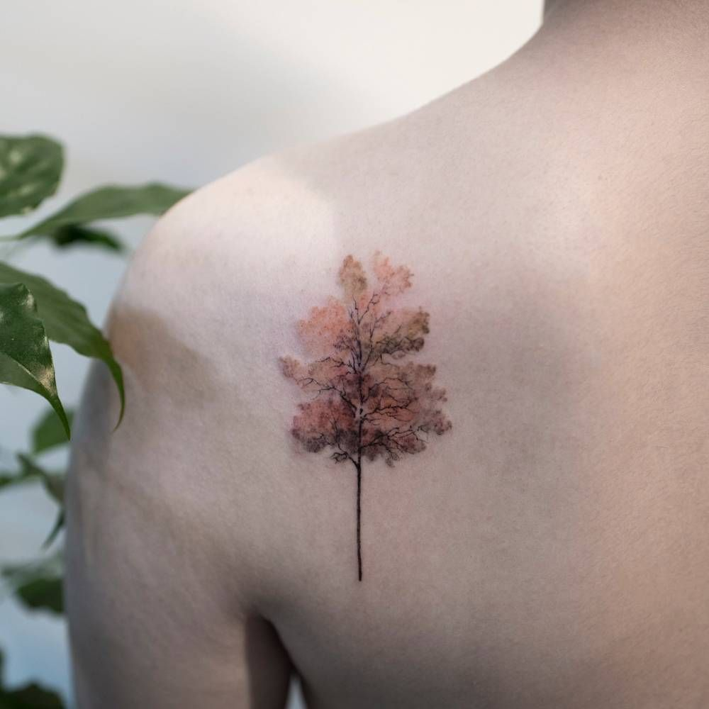 Tree Tattoo On The Left Shoulder Blade Body Art Tattoos with regard to dimensions 1000 X 1000