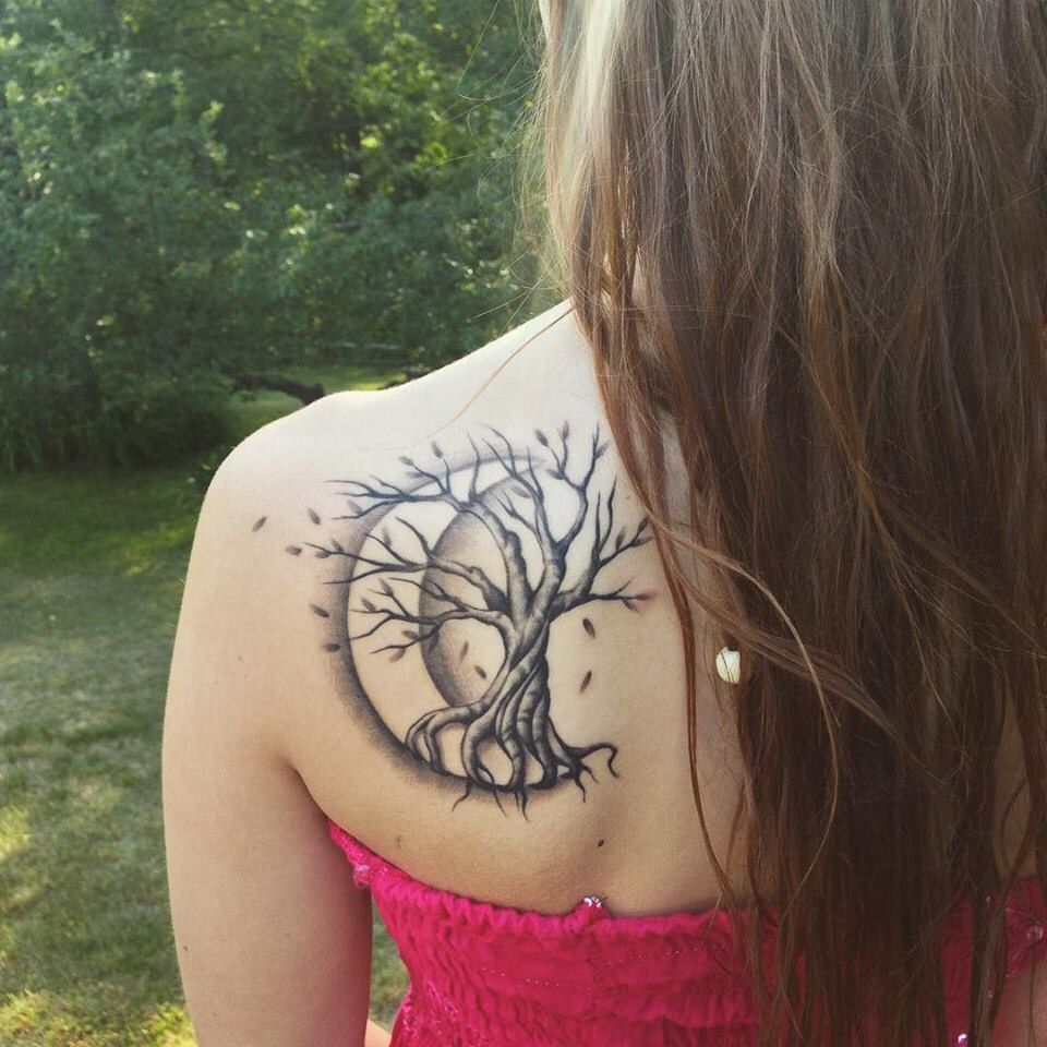 Tree Tattoo With Crescent Moon Tattoo Ideas Cool Shoulder in size 960 X 960