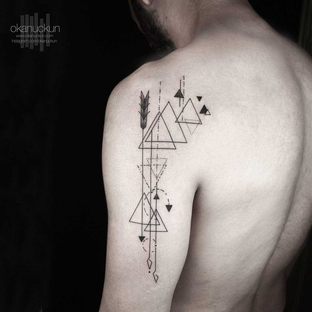 Triangles And Lines Geometric Tattoo On Shoulder Back Tattoos On regarding dimensions 1080 X 1080