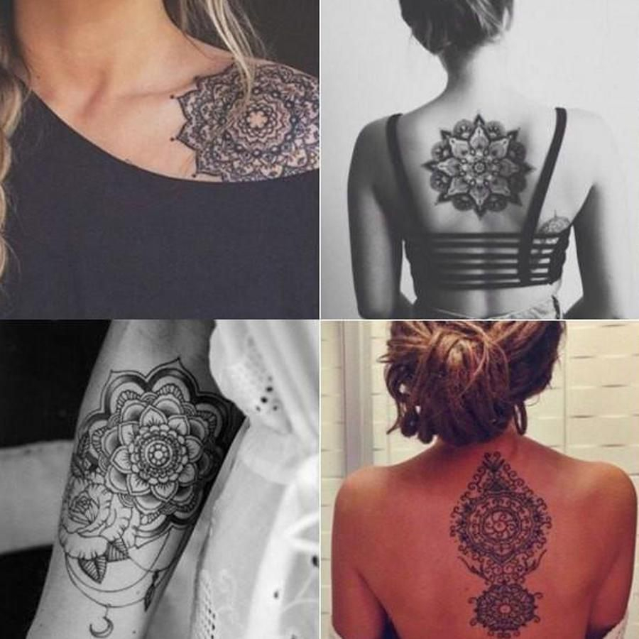 Tribal Boho Black Henna Mandala Shoulder Back Forearm Tattoo Ideas intended for size 900 X 900