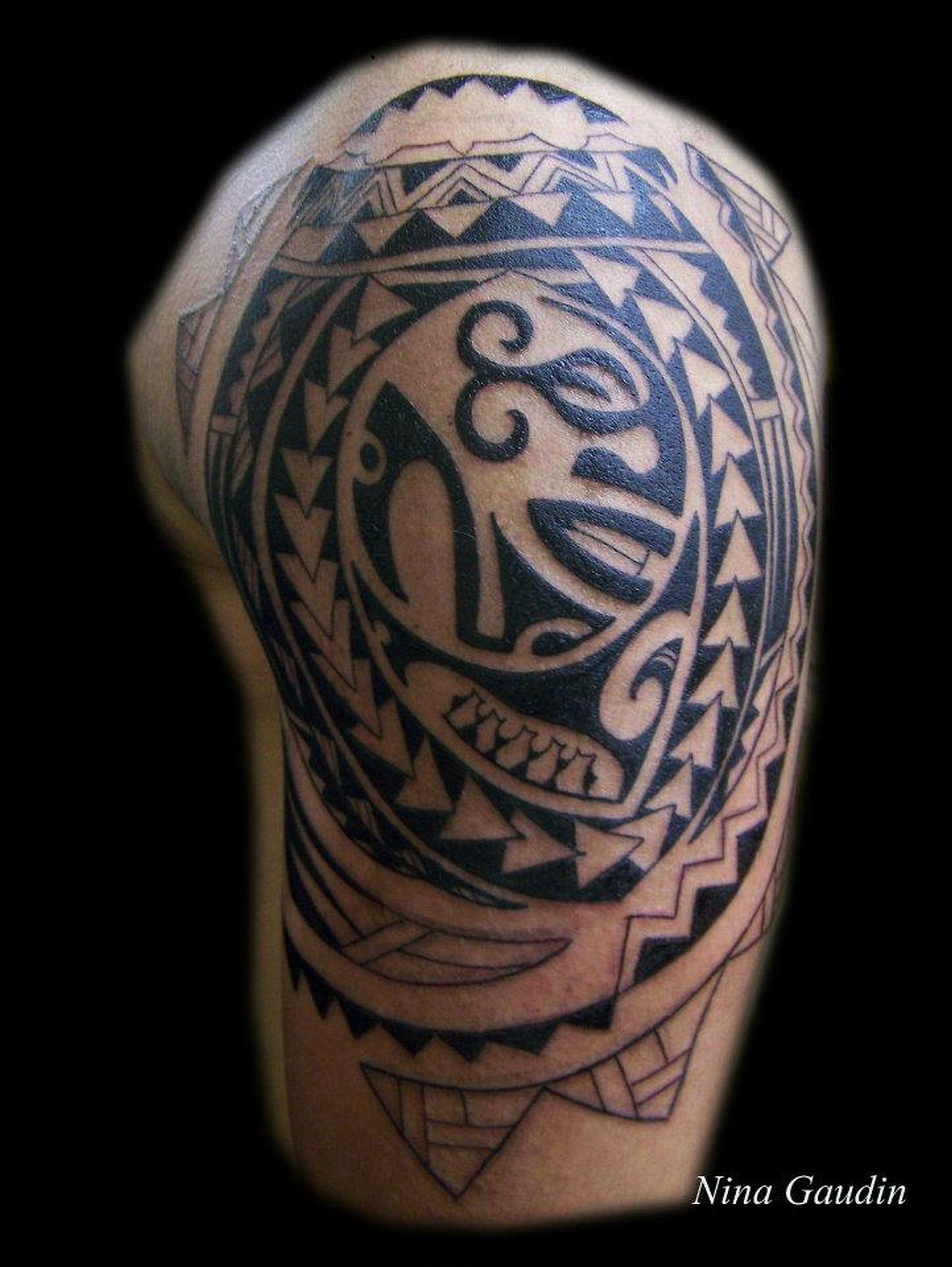 Tribal Polynesian Shoulder Cap And Bicep Tattoo Nina Gaudin Of in proportions 2128 X 2832