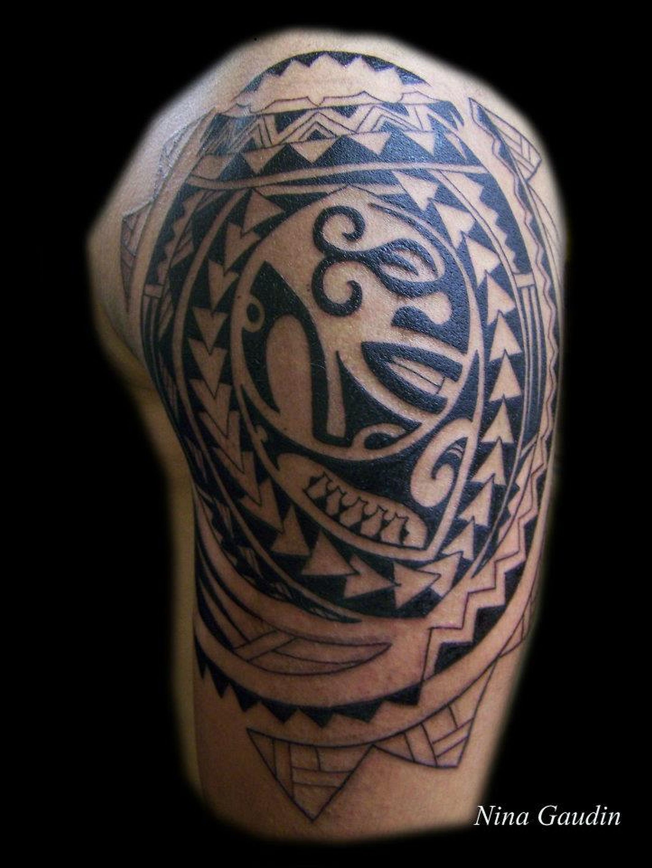 Tribal Polynesian Shoulder Cap And Bicep Tattoo Nina Gaudin Of with regard to dimensions 2128 X 2832