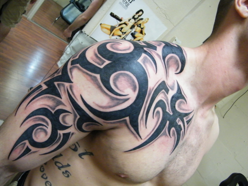 Tribal Upper Armshoulderchest Tattoo with regard to dimensions 1024 X 768