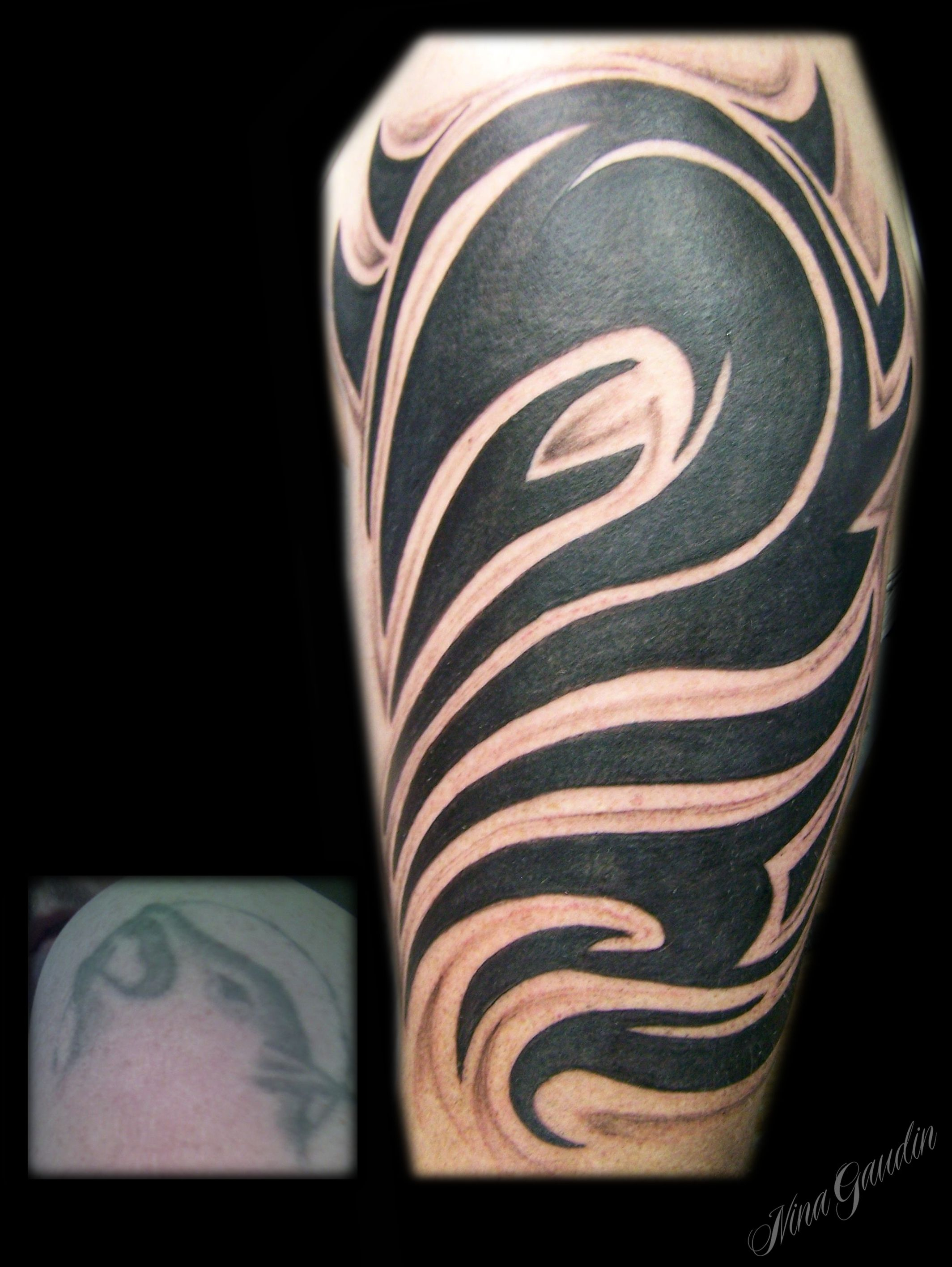 Tribal With Shading Half Sleeve Arm Shoulder Bicep Black Grey Cover regarding dimensions 2128 X 2832