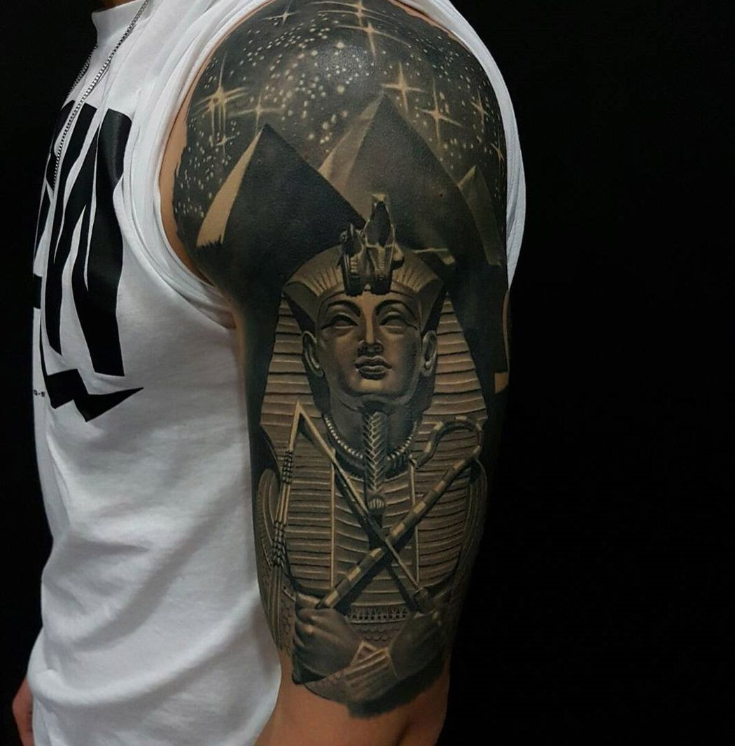 Tutankhamun Pyramids Half Sleeve Sleeve Tattoos Egyptian within dimensions 1050 X 1065