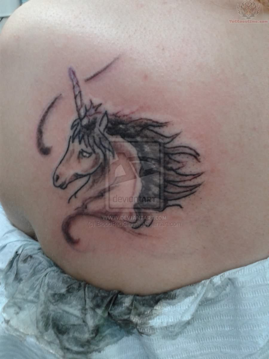 Unicorn Back Shoulder Tattoo For Girls throughout size 900 X 1200