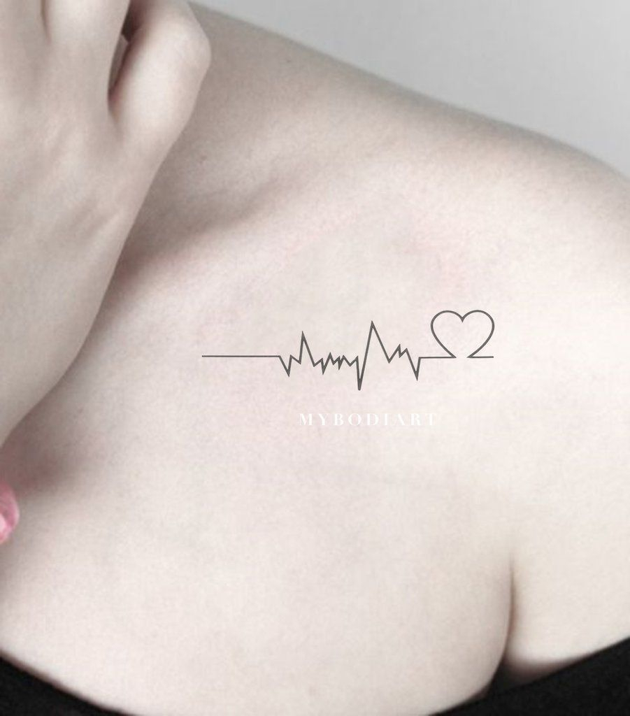 Unique Heartbeat Shoulder Tattoo Ideas For Women Minimalist Simple for sizing 901 X 1024