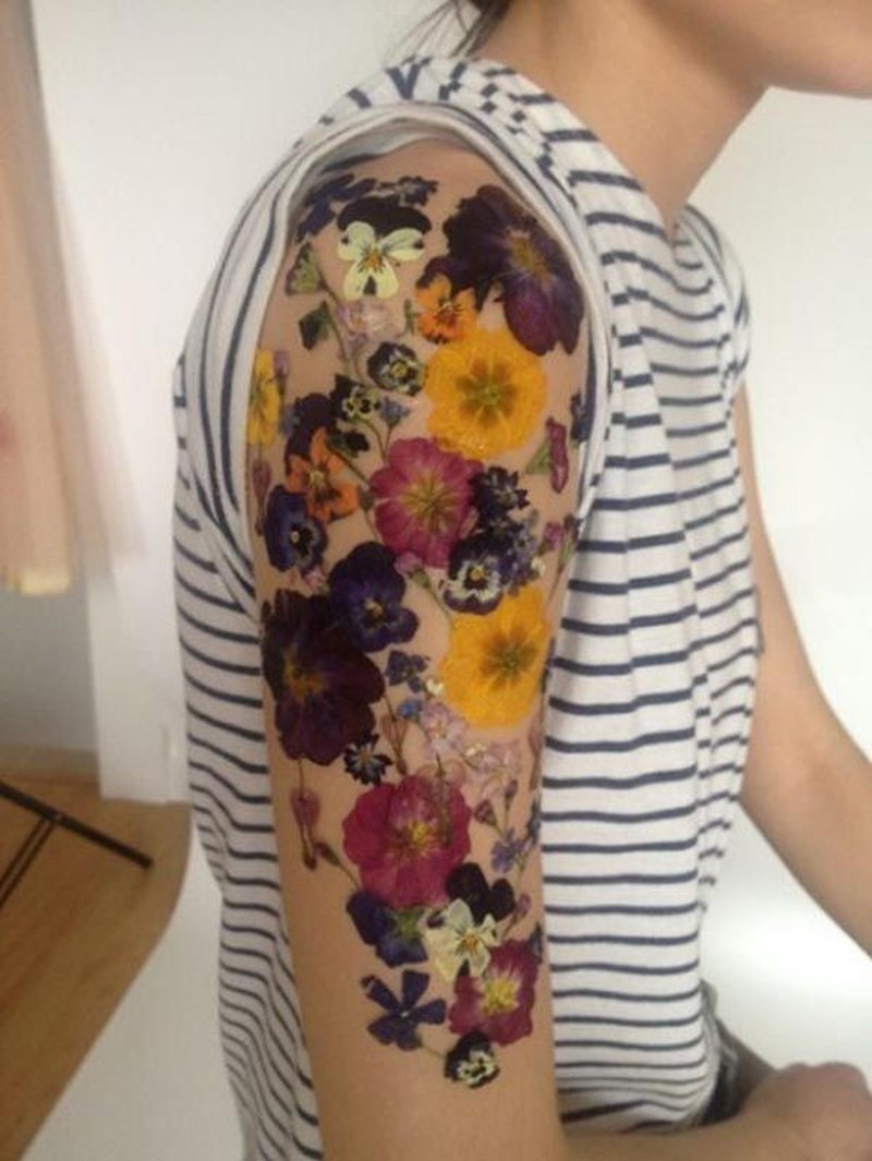 Vivid Colors Flower Tattoo On Half Sleeve Tattoos Book 65000 regarding size 800 X 1065