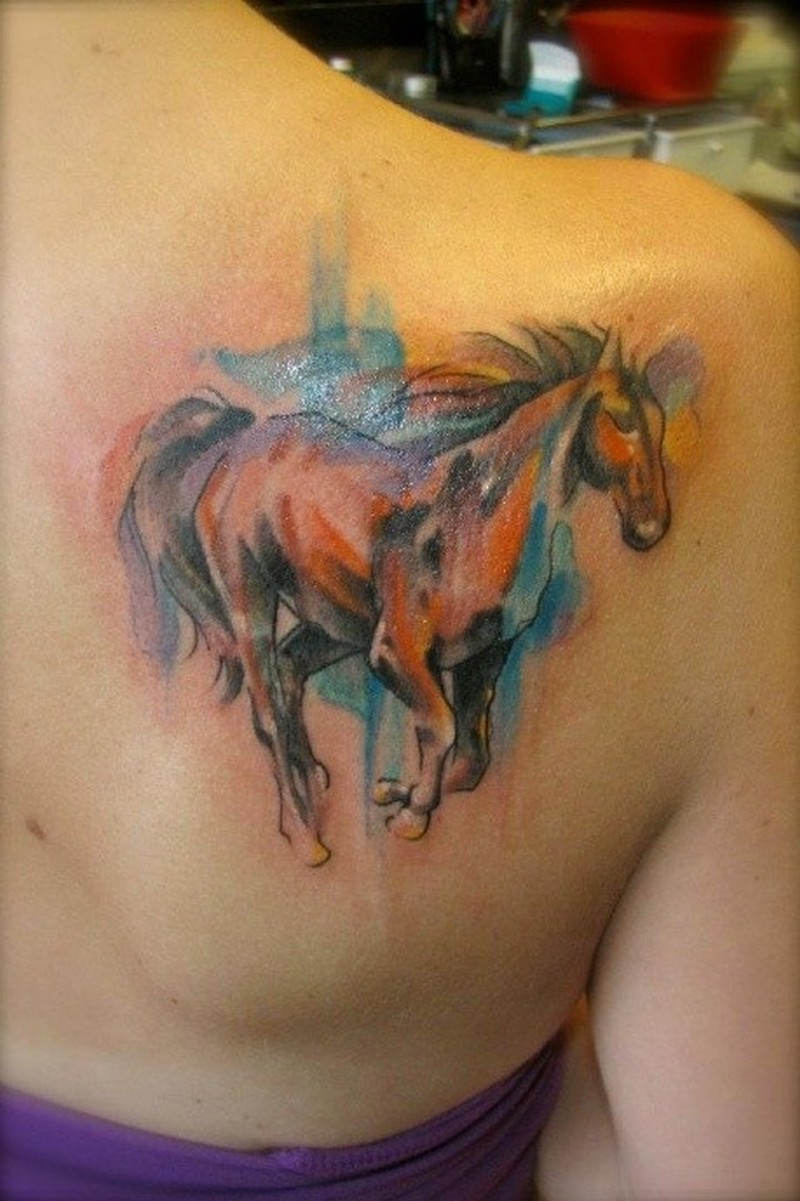 Watercolor Horse Tattoo On Shoulder Blade Tattoos Book 65000 throughout dimensions 800 X 1201