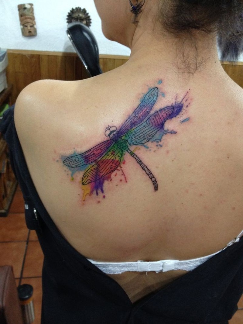 Watercolor Lovely Dragonfly Tattoo On Shoulder Blade Tattoos Book with measurements 800 X 1066