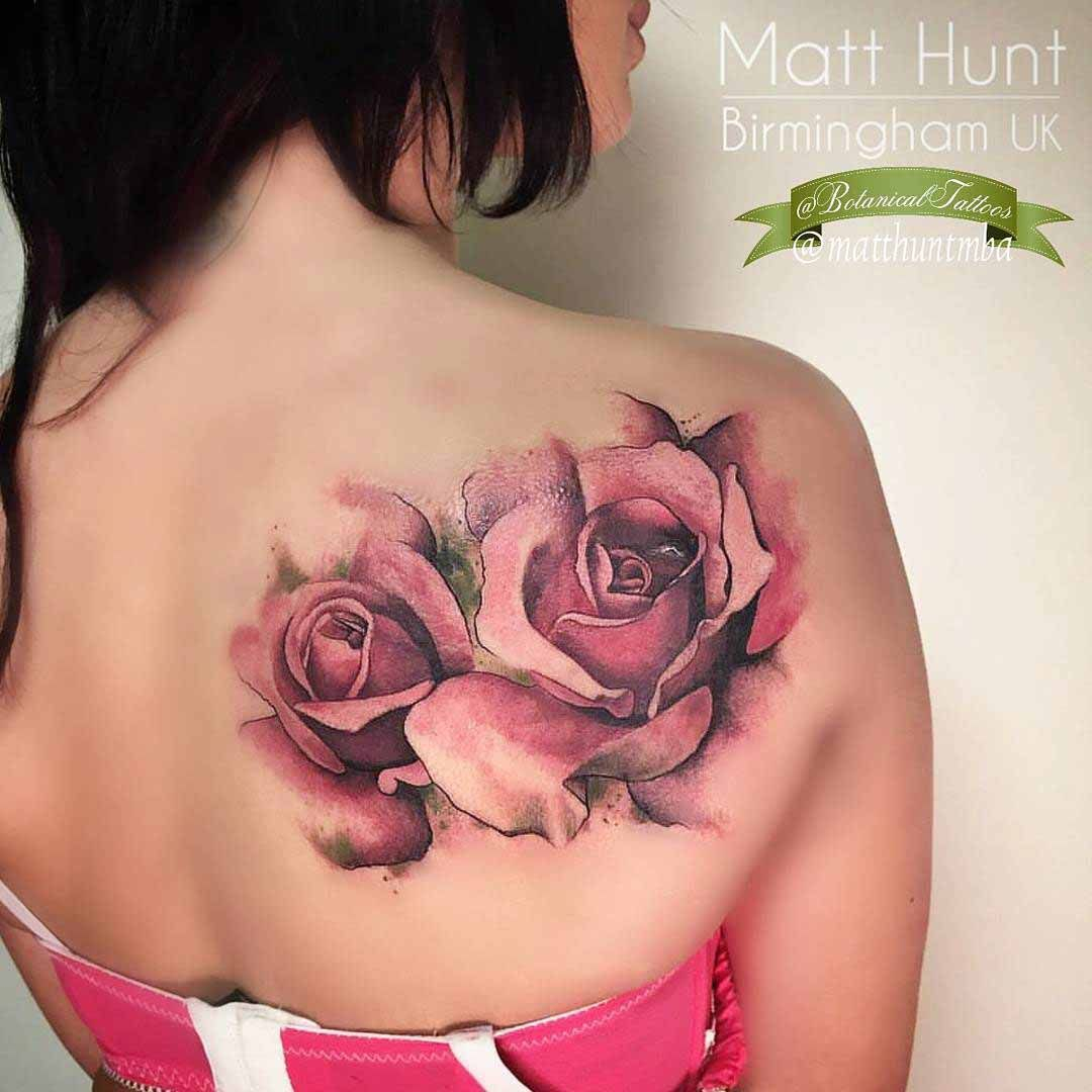 Watercolor Shoulder Blade Tattoo Rose Tattoo Posibilities inside proportions 1080 X 1080