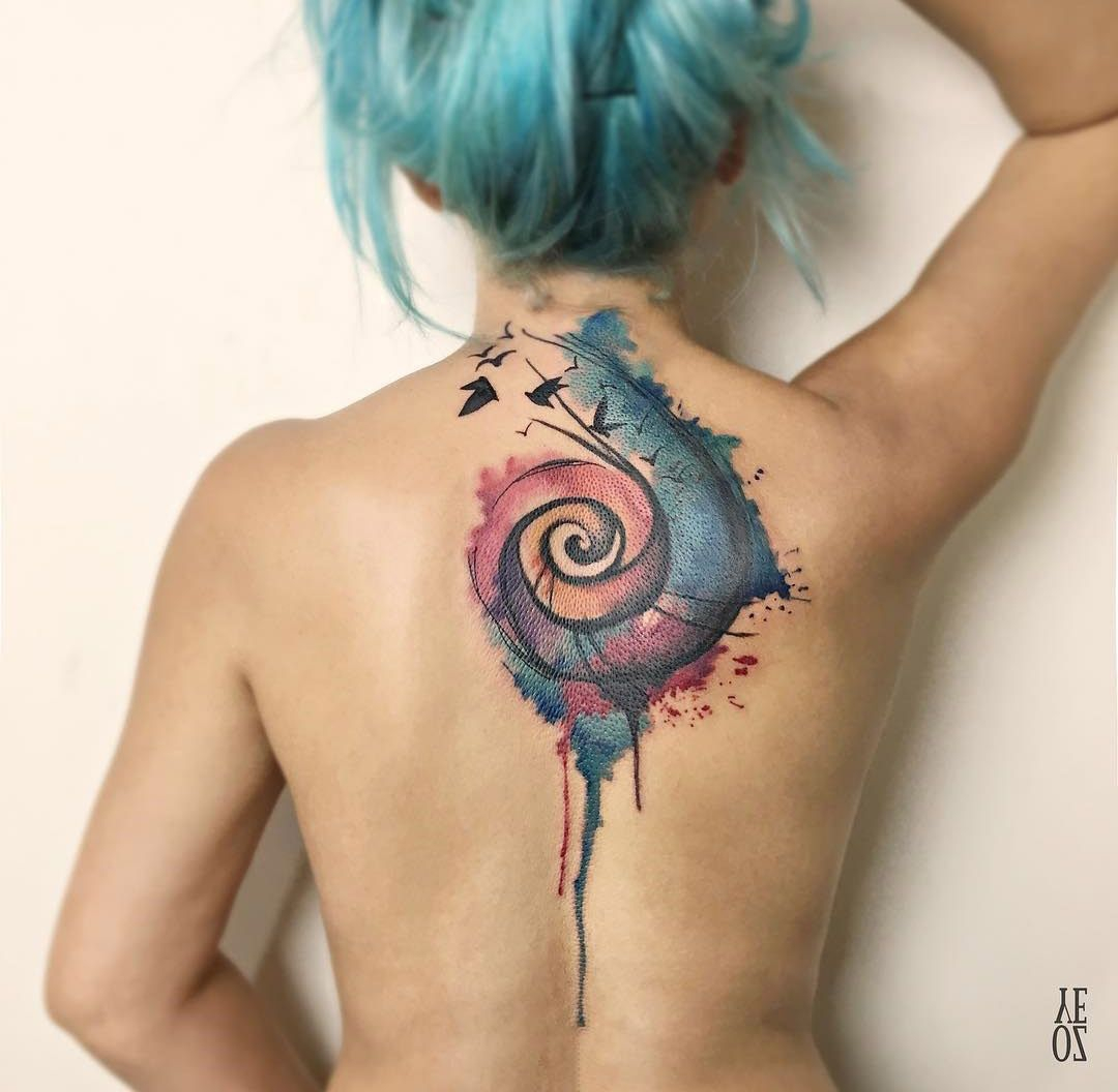 Watercolor Spiral Back Tattoo Tattoo Inspirations Tattoos pertaining to measurements 1080 X 1056