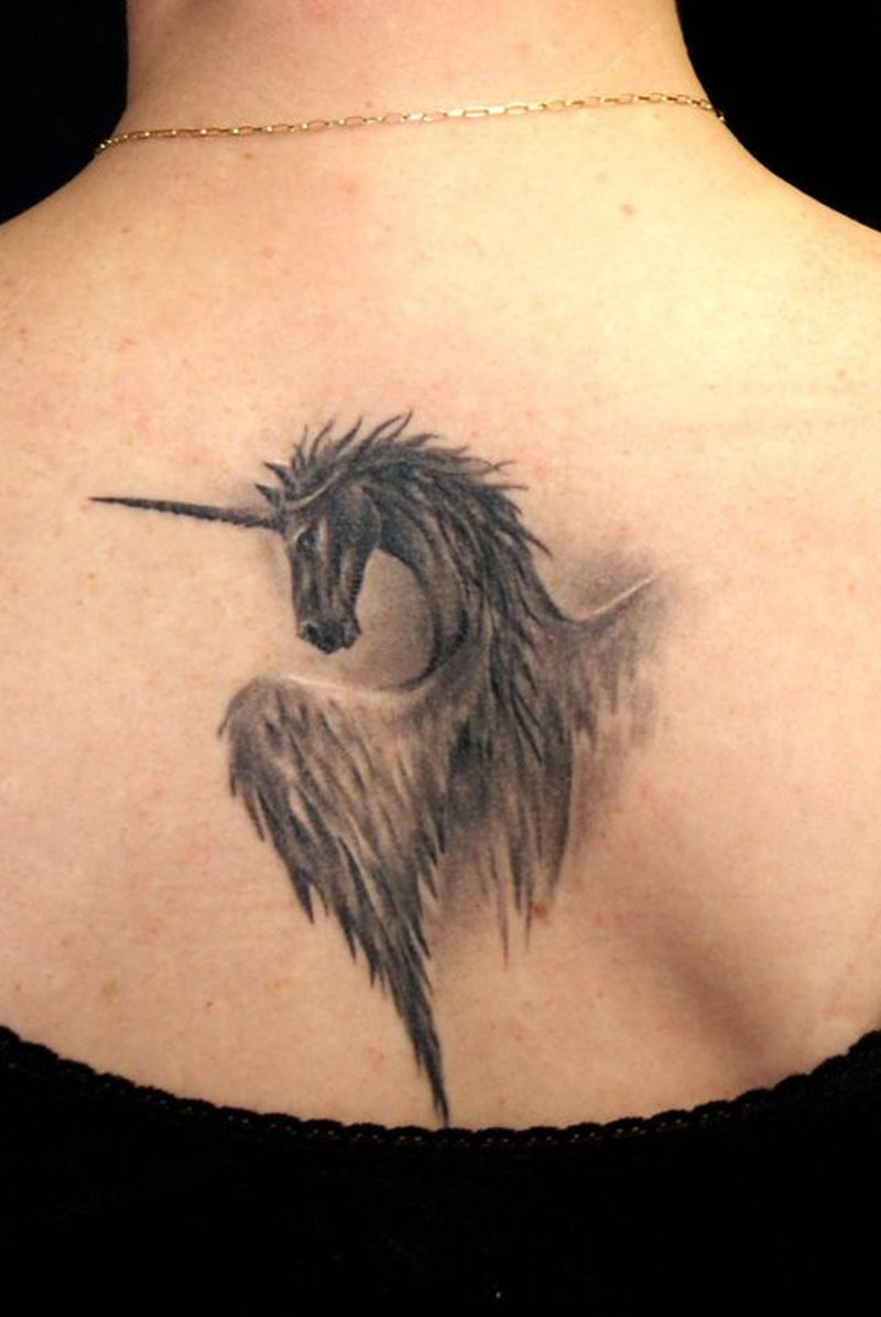 Winged Unicorn Fantasy On Back Tattoo Tattoos Book 65000 intended for sizing 800 X 1195