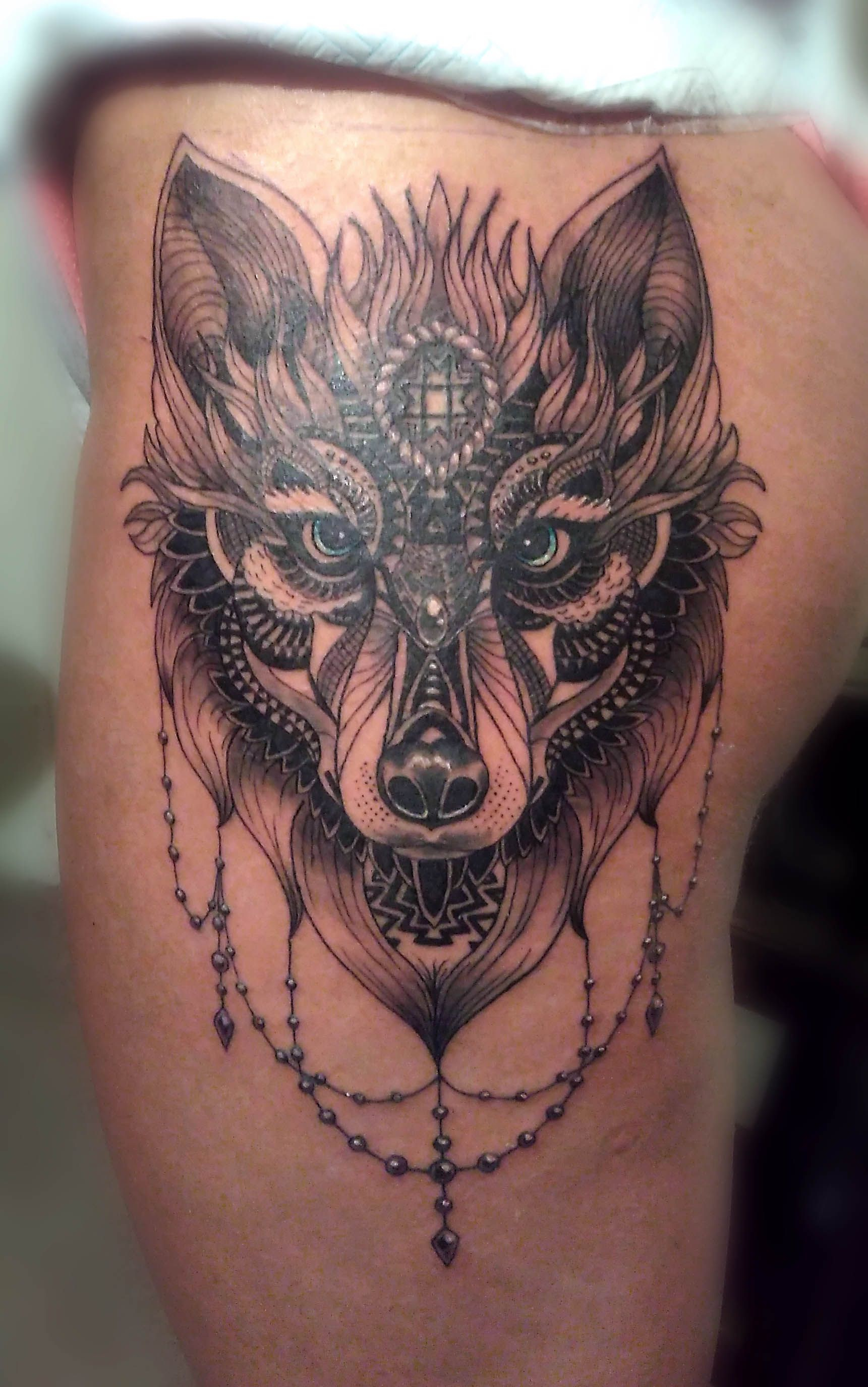 Wolf Front Thigh Tattoo Ideas Tattoos Wolf Tattoos Wolf intended for dimensions 1721 X 2747