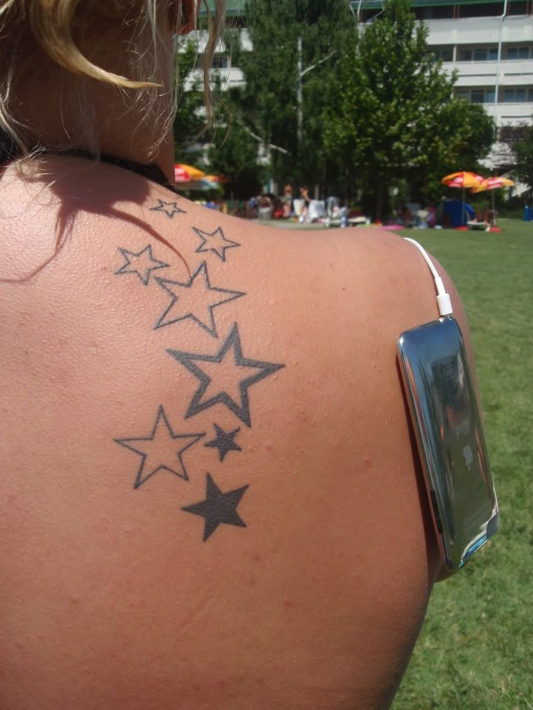 Women Shoulder Tattoos Twinkle Stars Tattoo Sweet Tattoo Ideas pertaining to proportions 768 X 1024